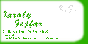 karoly fejfar business card